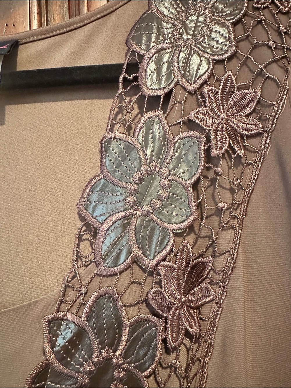TORRID 3 Brown Faux Leather Floral V‑Neck Midi Dress So Comfortable - Picture 4 of 7